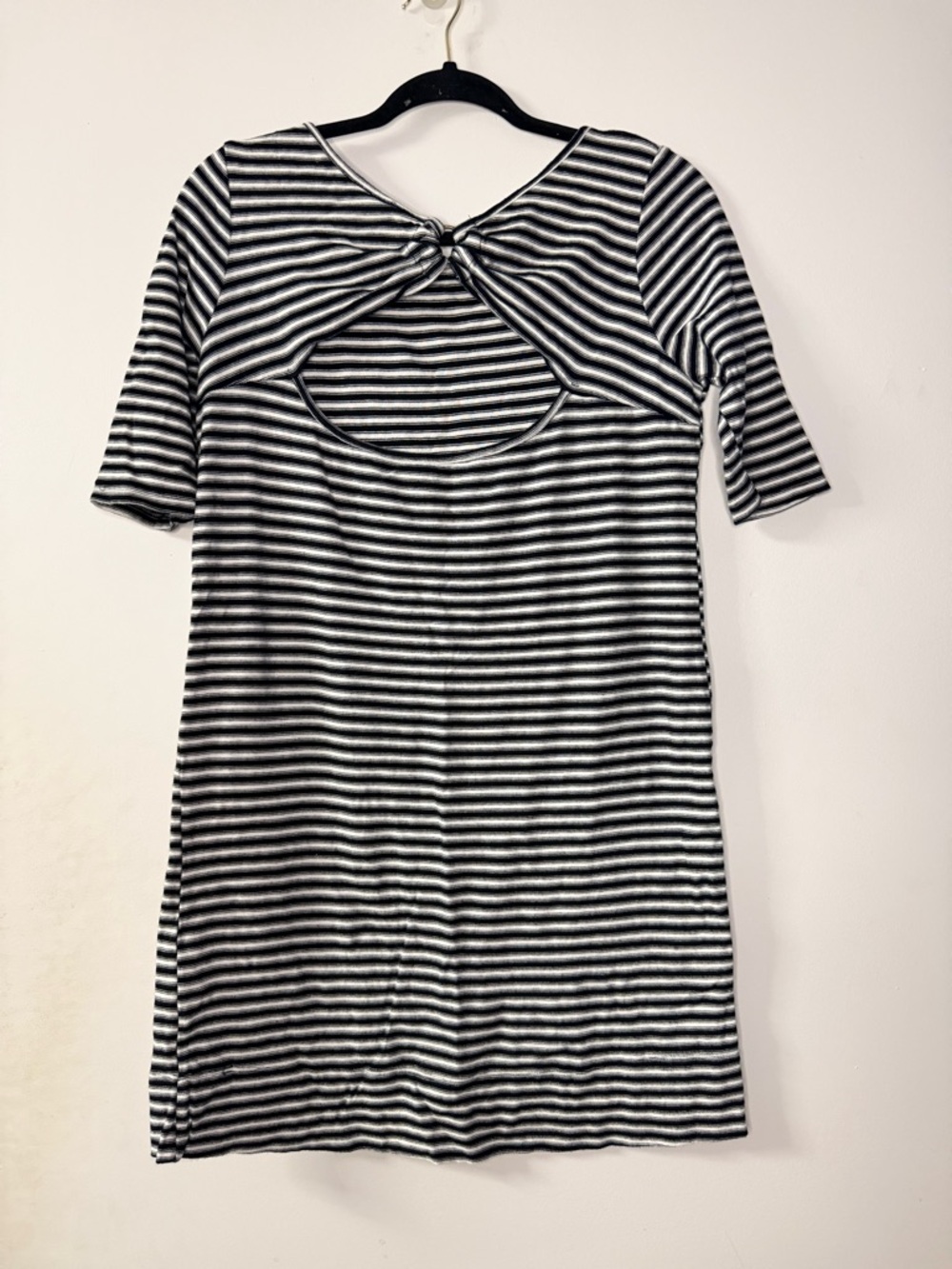 Free People Black and White Striped Twist-Back Mini Dress